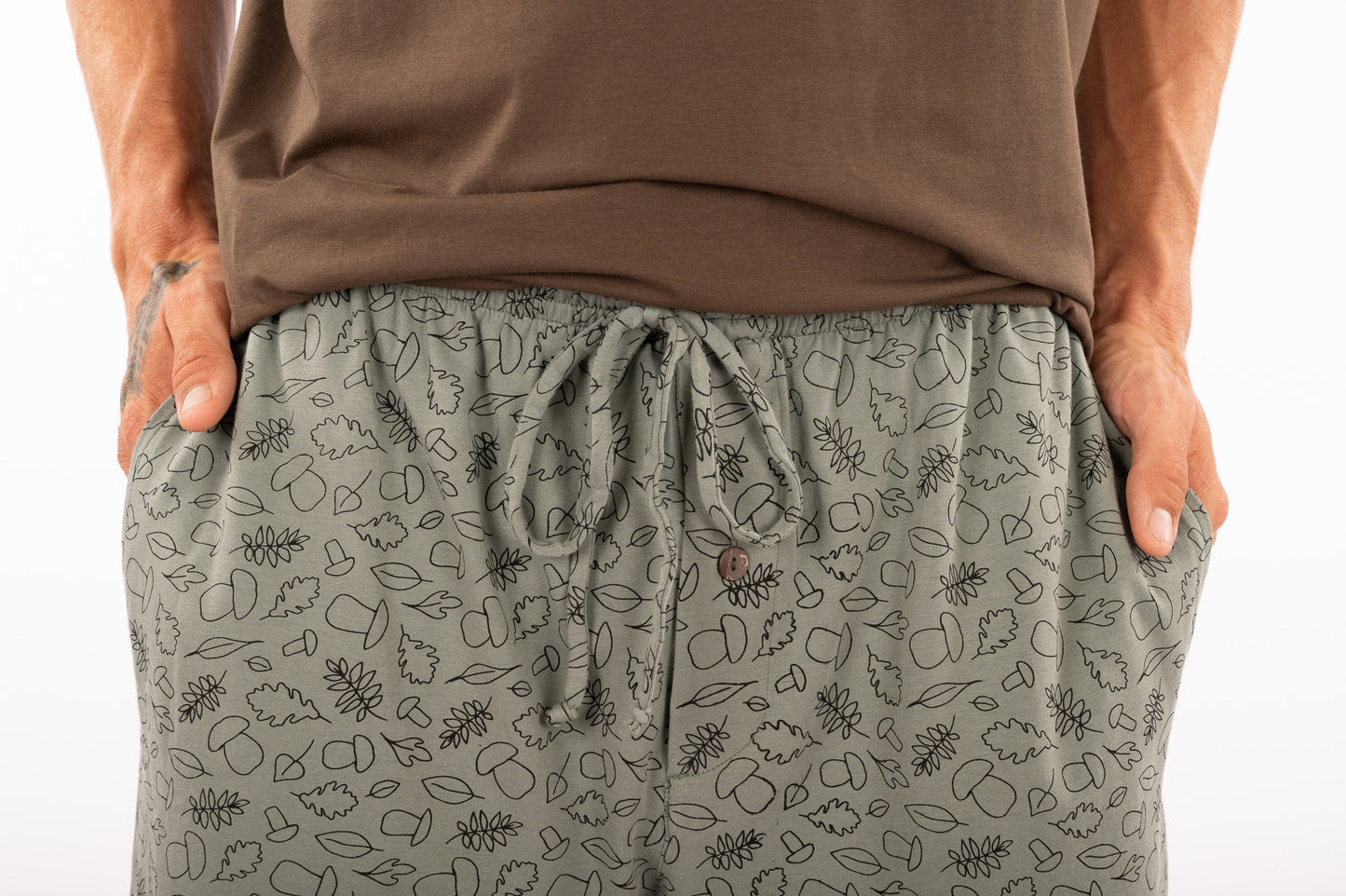 69-PAJA : Short homme en coton biologique imprimé champignons