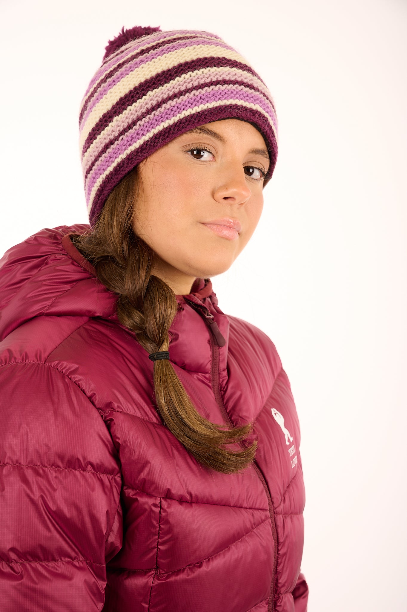 95 YAF25-01 - Bonnet tricoté à la main 100 % laine avec pompon surdimensionné