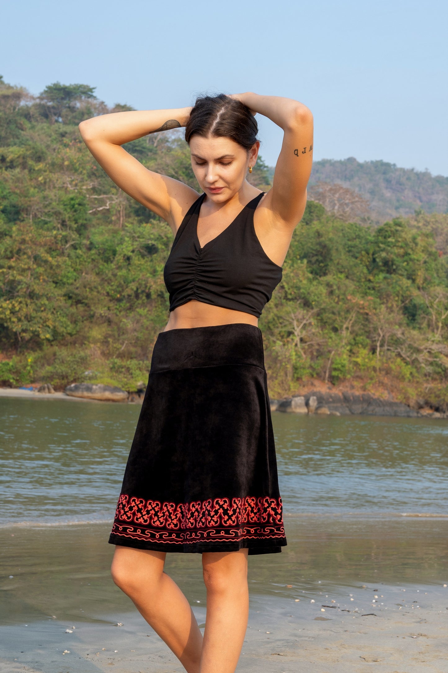 26_ A-line Velvet Skirt