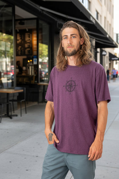 YB-61 - TOM - Organic Cotton Basic Men's  T-shirt - Compass Print