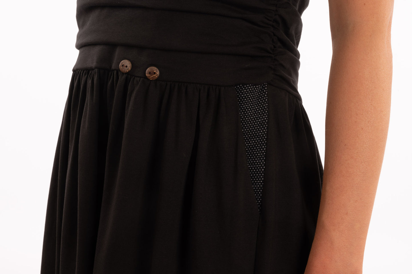 T1V-10 - BARA – Organic Cotton Sleeveless Dress with Pleated Skirt