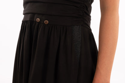 T1V-10 - BARA – Organic Cotton Sleeveless Dress with Pleated Skirt