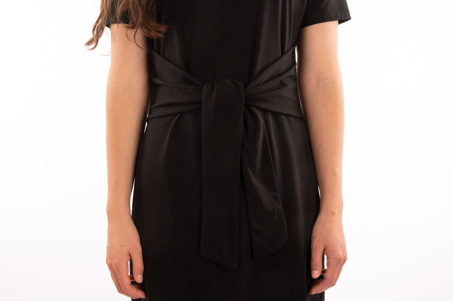 T1V-12 - SABINE – Organic Cotton Midi Dress with Large Knot