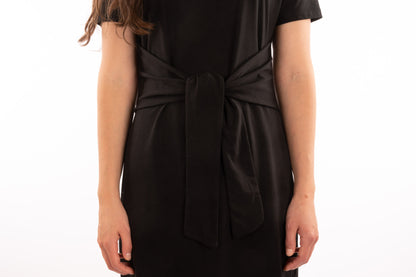 T1V-12 - SABINE – Organic Cotton Midi Dress with Large Knot