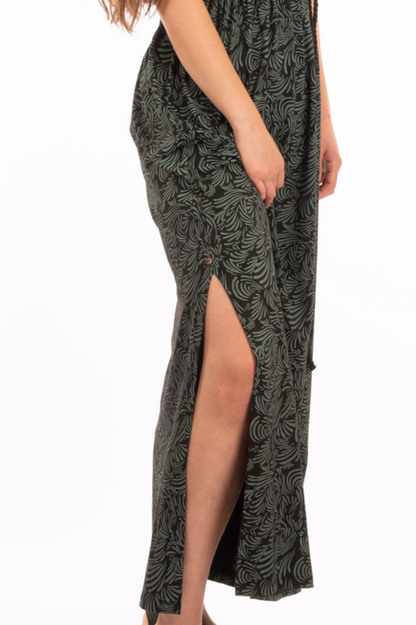 T1V-15 - ELFIE  - Organic Cotton Maxi Dress with braided belt