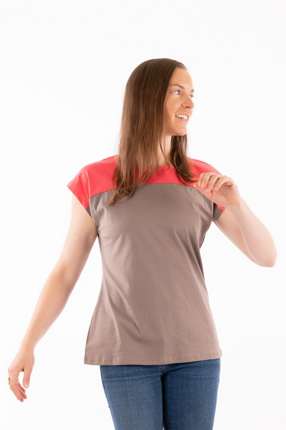 15-IYU: Organic Cotton Cap Sleeves 2 Tones Tee