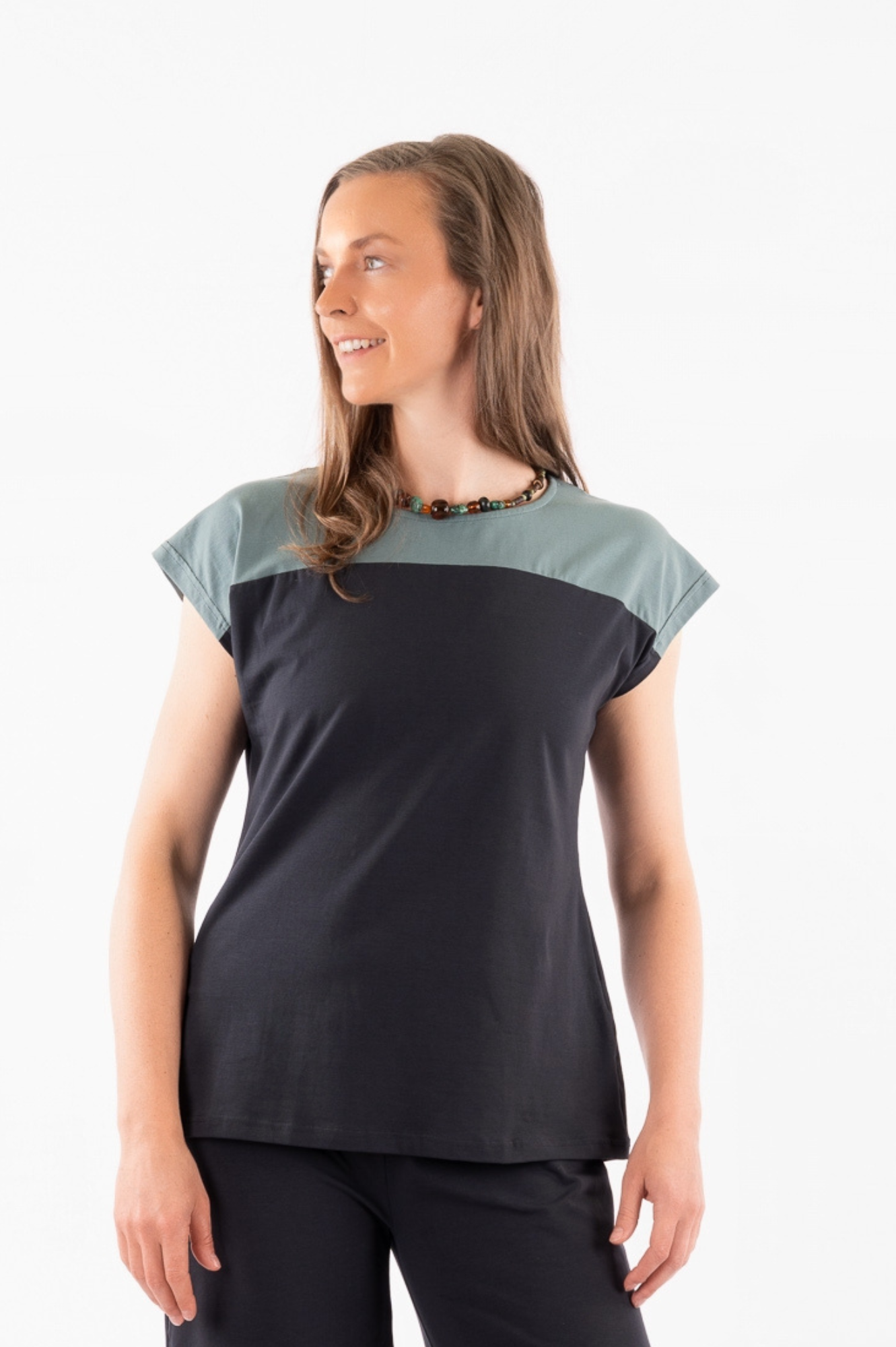 15-IYU: Organic Cotton Cap Sleeves 2 Tones Tee
