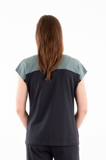 15-IYU: Organic Cotton Cap Sleeves 2 Tones Tee