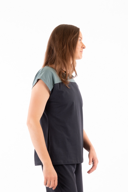 15-IYU: Organic Cotton Cap Sleeves 2 Tones Tee