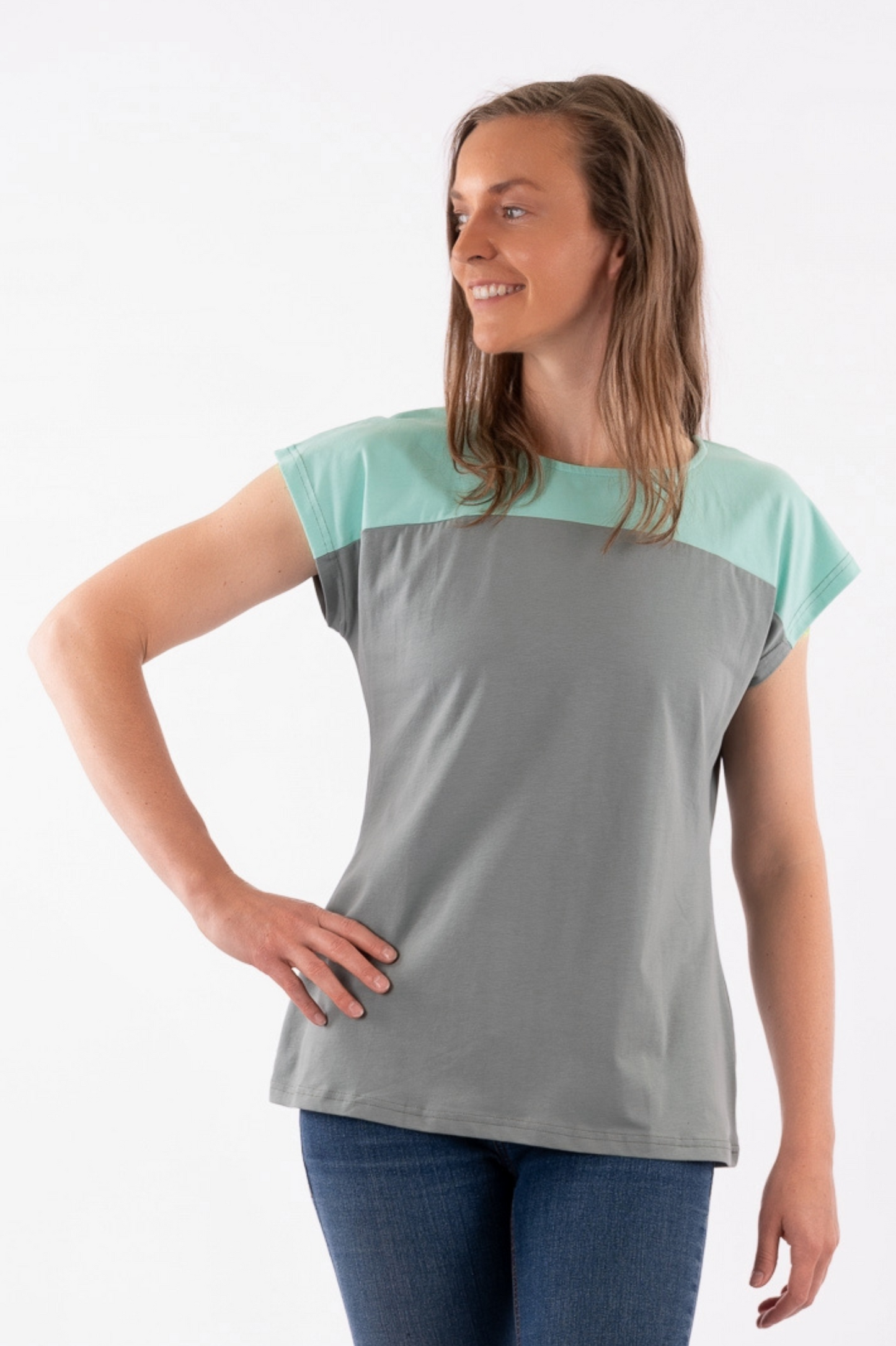15-IYU: Organic Cotton Cap Sleeves 2 Tones Tee