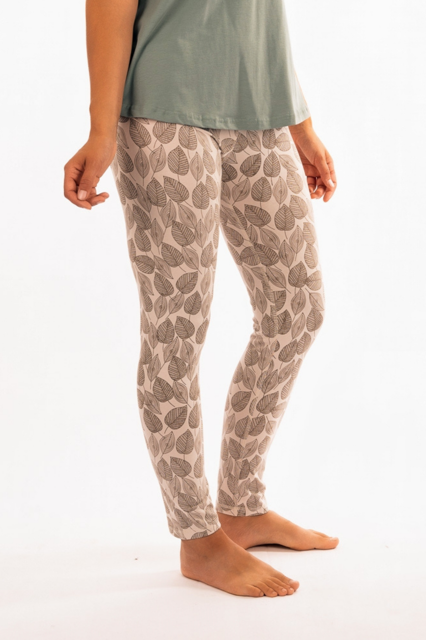 YB-11L - LILI Feuilles : Legging en coton biologique imprimé