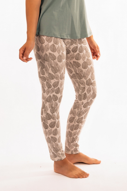 YB-11L - LILI Feuilles : Legging en coton biologique imprimé