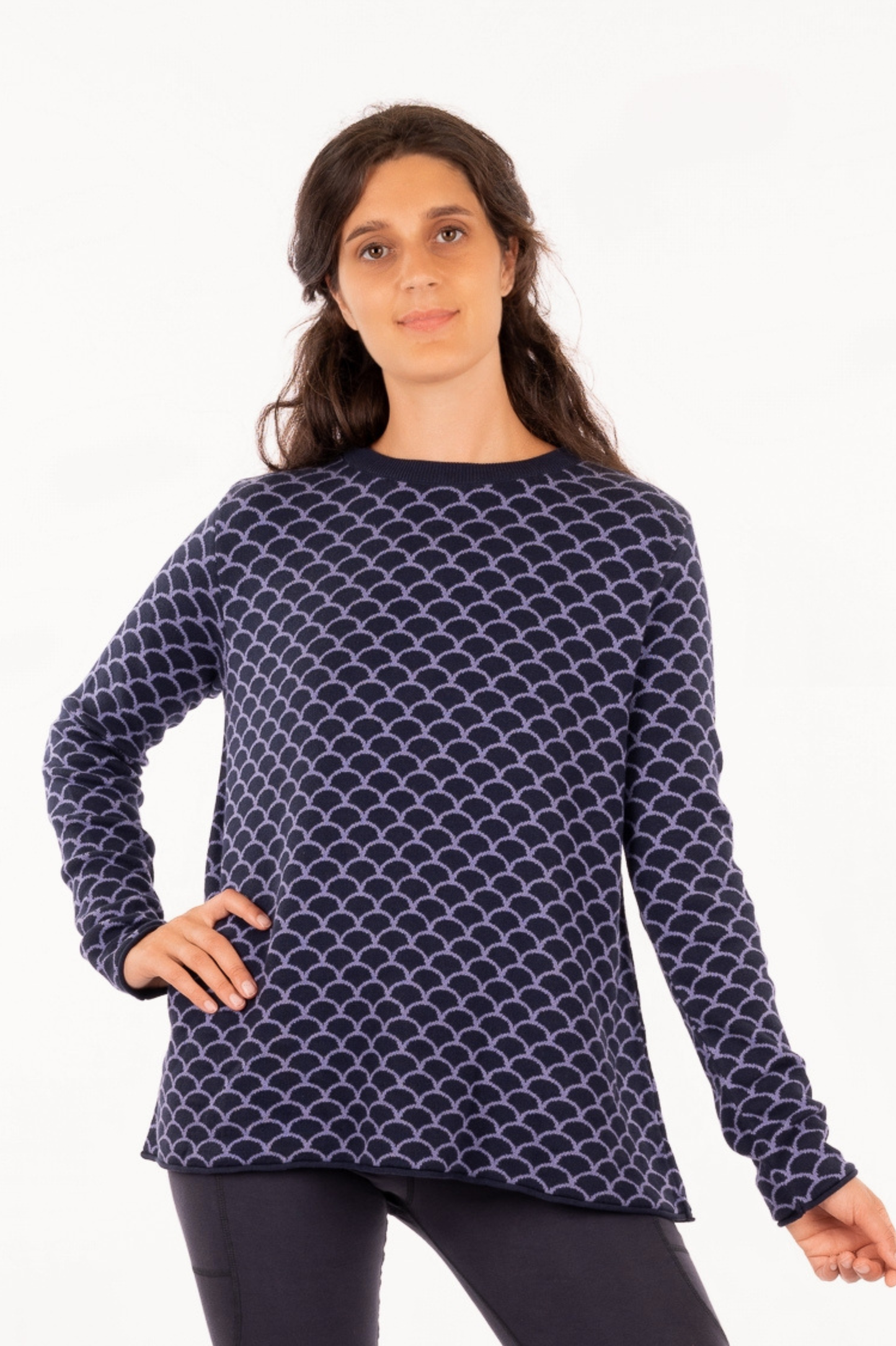 YKF25-01_FISKA -Organic Cotton - Knitted Sweater Scales