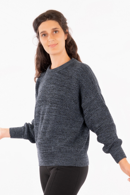 YKF25-02_HUT - Pull tricoté en coton biologique 2 tons
