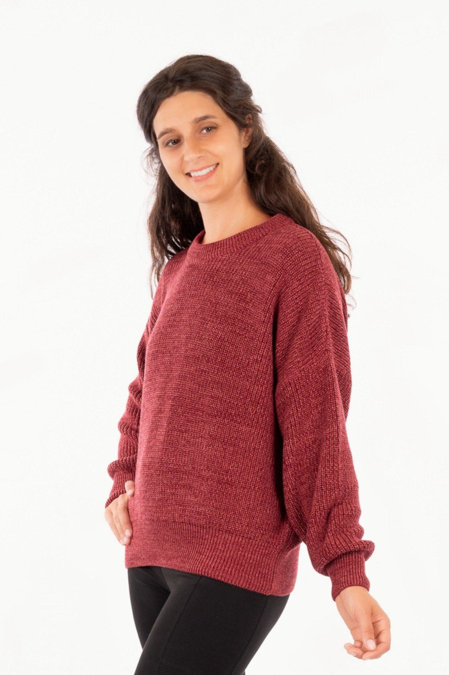 YKF25-02_HUT - Pull tricoté en coton biologique 2 tons