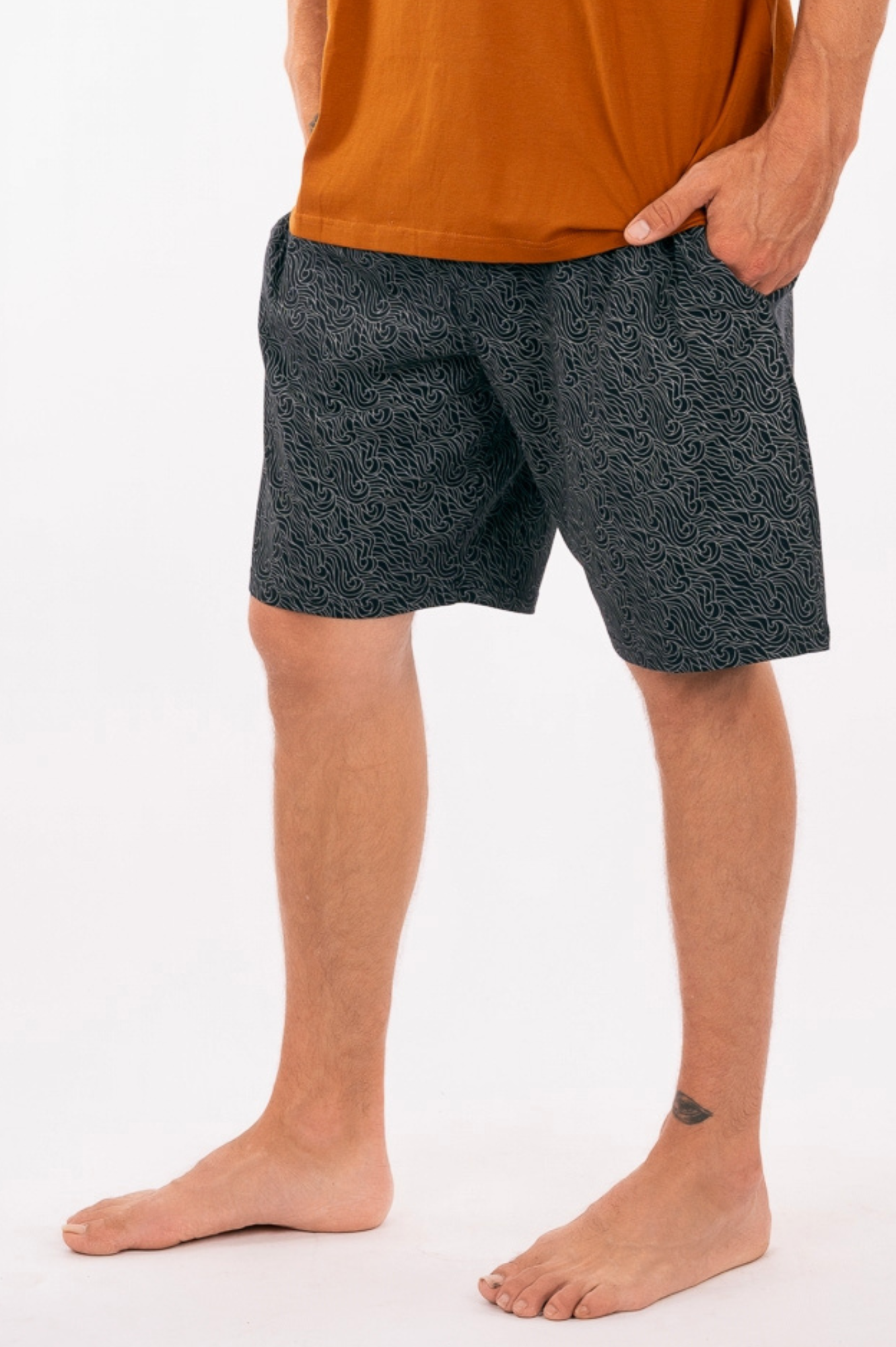 69-PAJA : Short homme en coton biologique imprimé vagues