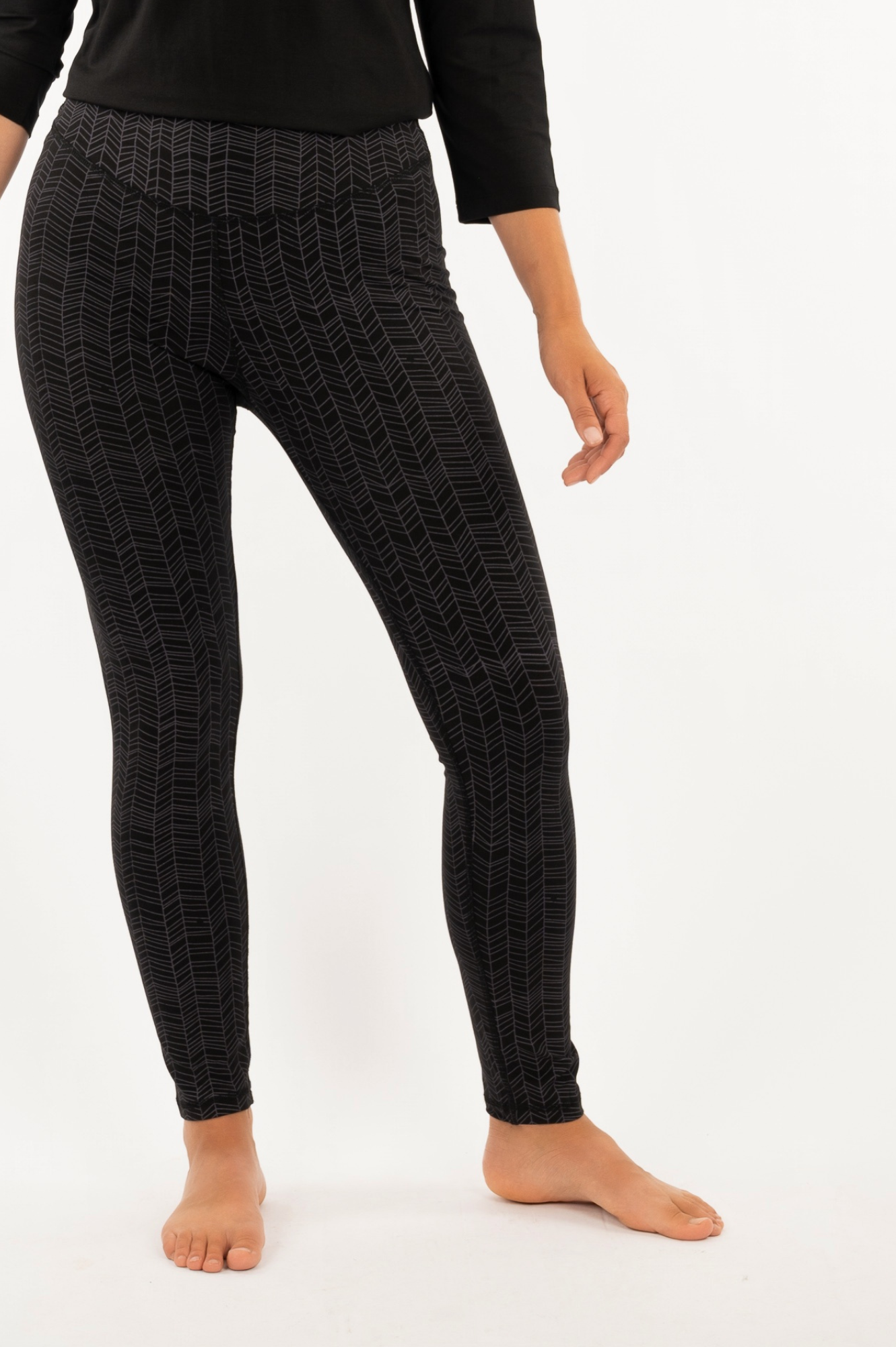 YB-11L - LILI LINES: Organic Cotton Printed Basic Long legging no pockets