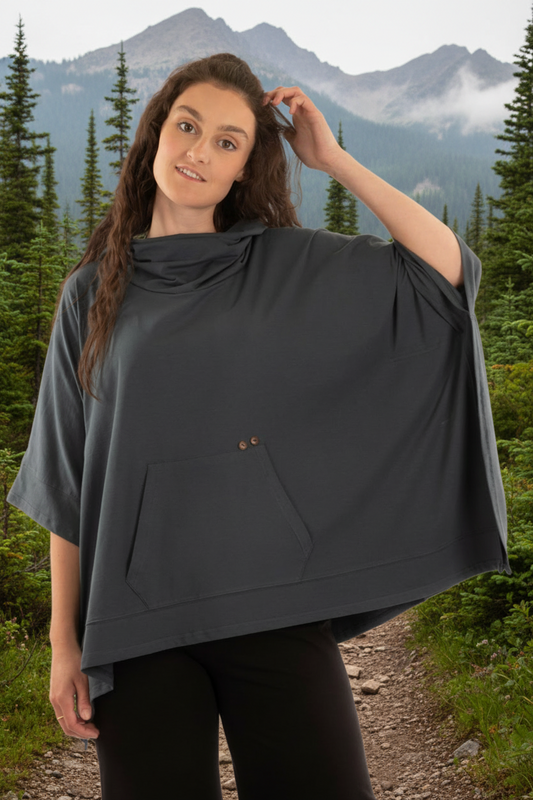 T1V-28 – PONCHO – Organic Cotton Poncho Style Top