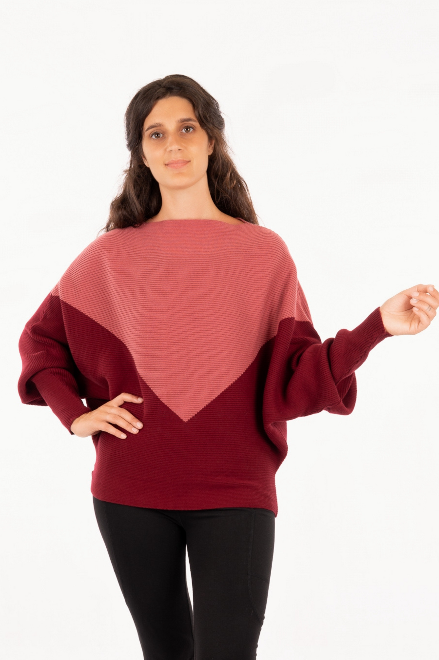 02_Organic Bat Sleeves Knit Triangle Sweater