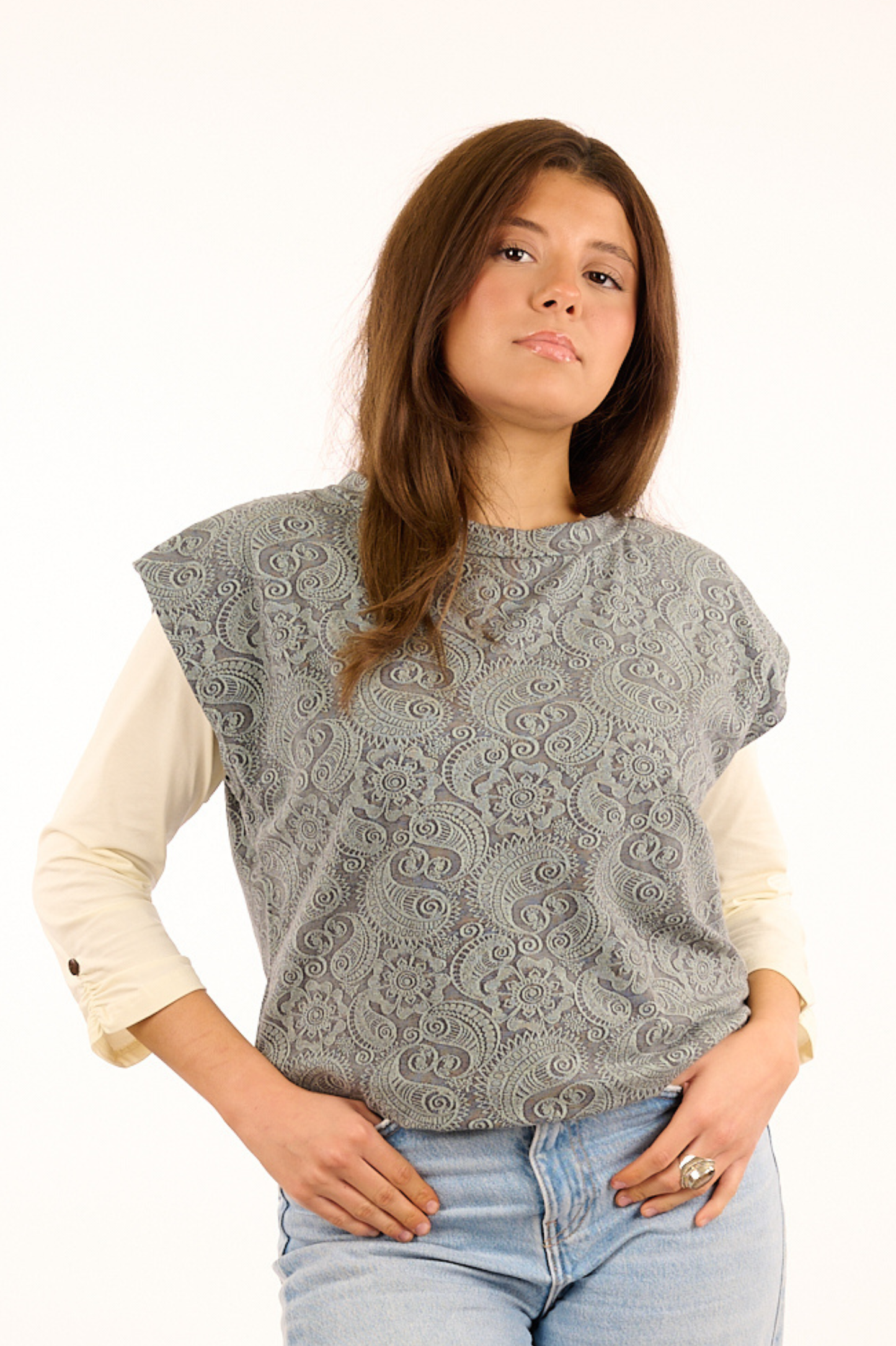 TF25-29A - ZOA : Sur-gilet en coton biologique - Jacquard