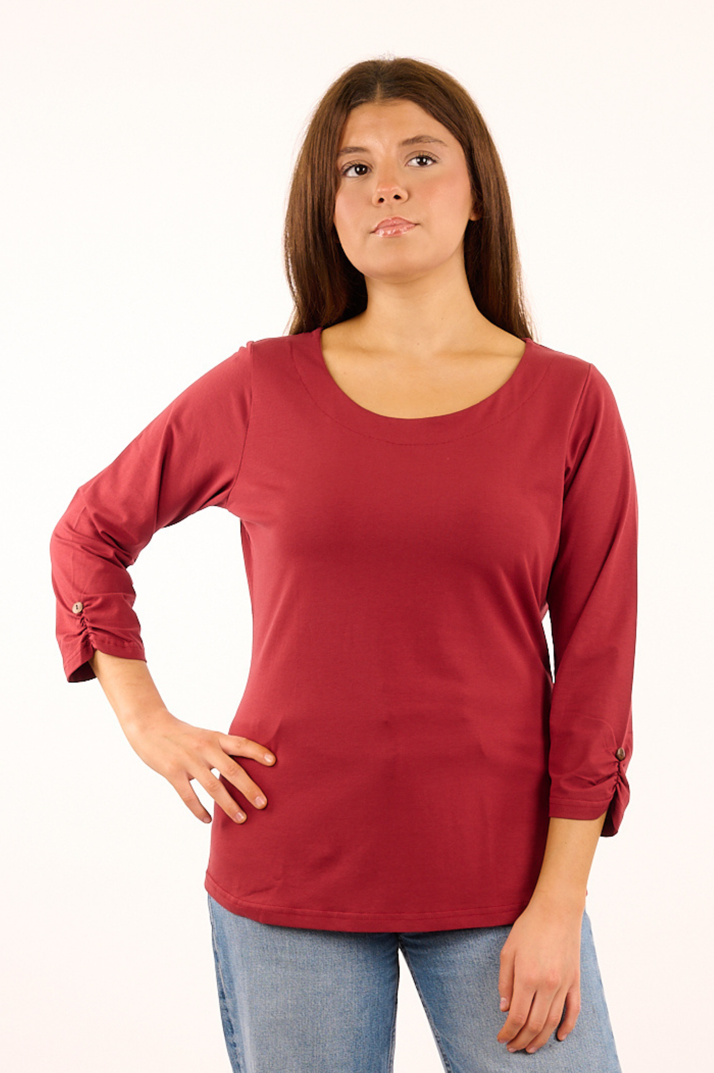 TF25-25 - ZAKIA : T-shirt à manches 3/4 en coton biologique