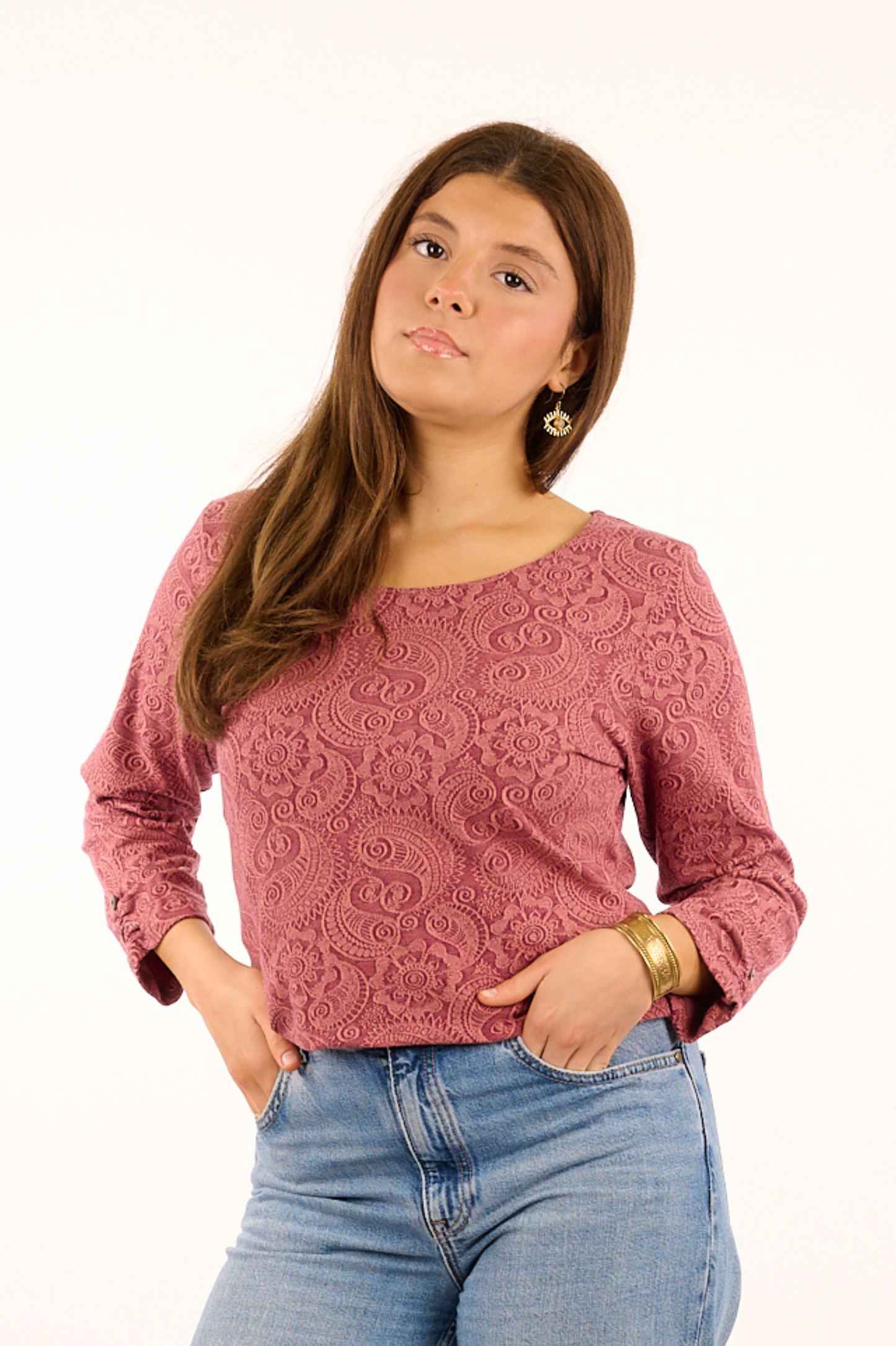 TF25-25 - ZAKIA : T-shirt à manches 3/4 en coton biologique