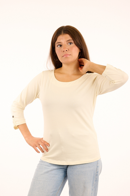 TF25-25 - ZAKIA : T-shirt à manches 3/4 en coton biologique