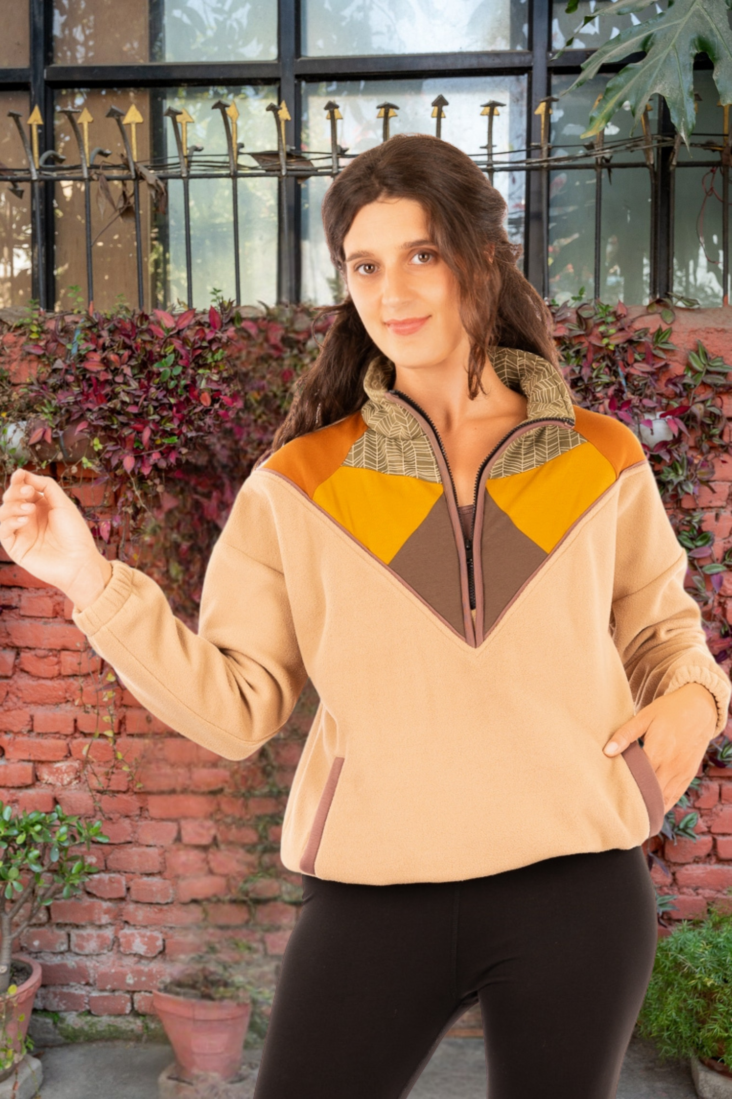 Veste polaire 34_WAS_V avec patchs en coton biologique imprimés