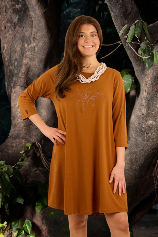 TF25-04 - ZELIA - Organic Cotton Simple Dress with Print