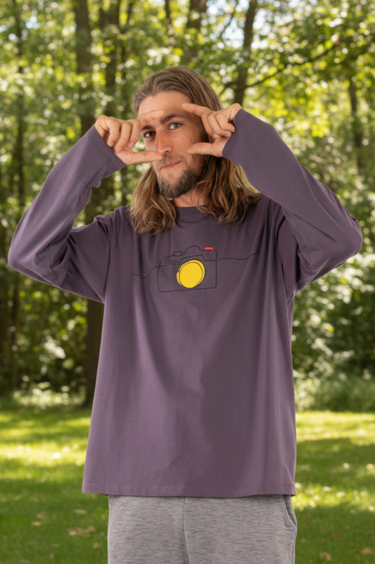 YB-61 - THOMAS: Organic Cotton Long Sleeve T-shirt - Camera Print