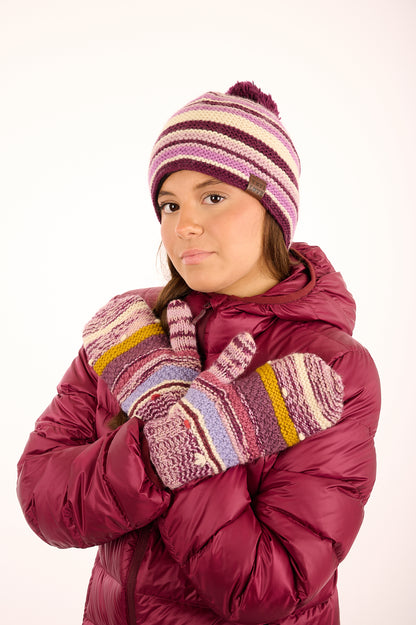 93 YAF25-07 - 100% Wool Handmade Mittens with Multi-Styles Knit