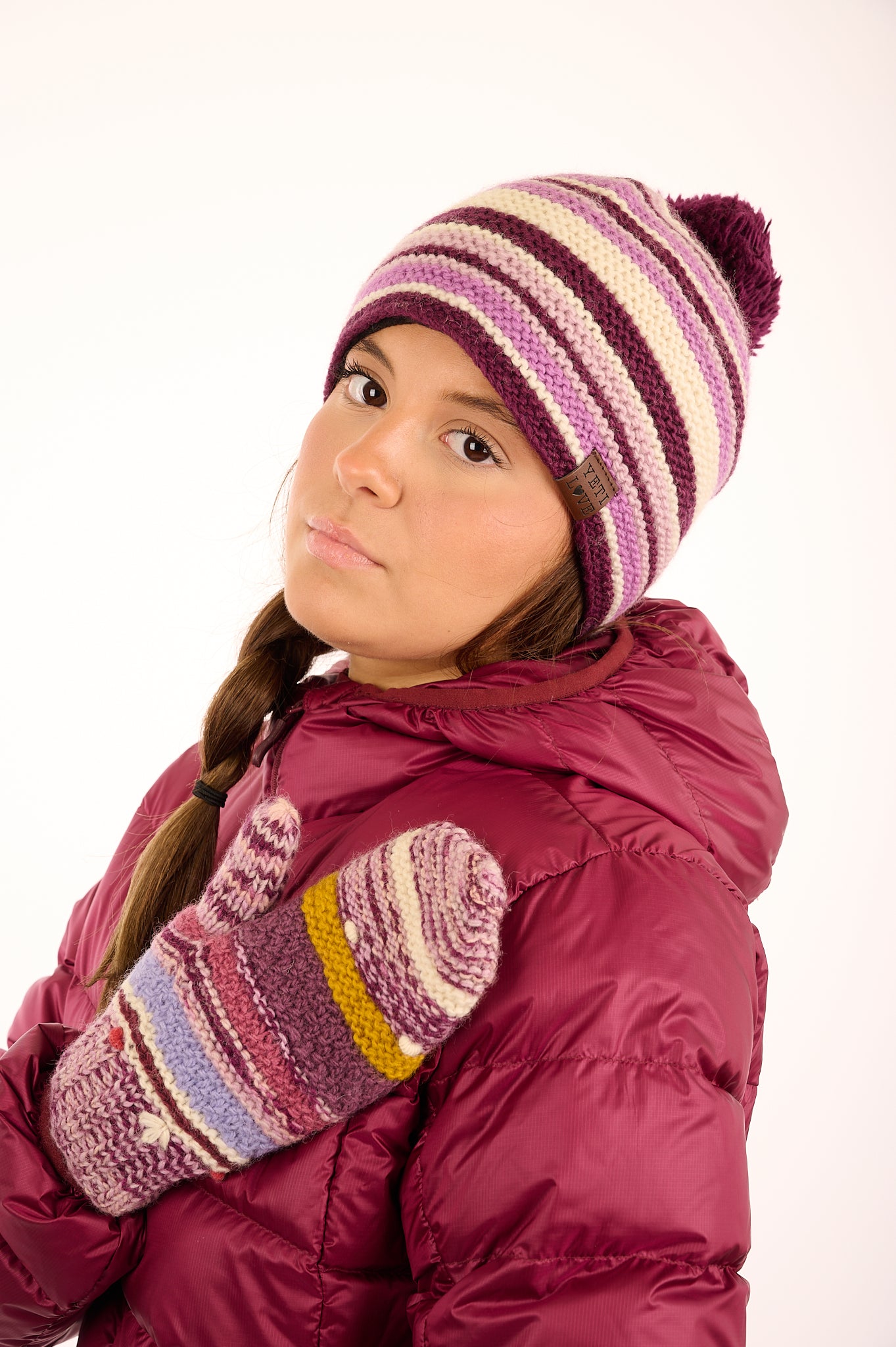 93 YAF25-07 - 100% Wool Handmade Mittens with Multi-Styles Knit