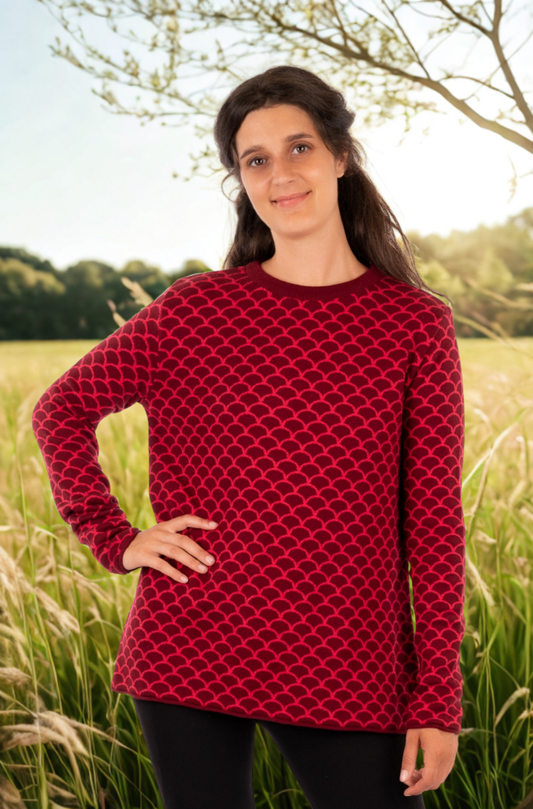 YKF25-01_FISKA - Pull en tricot en coton biologique - Écailles